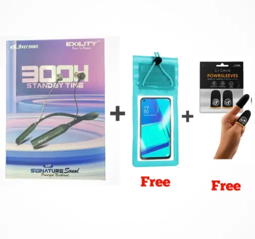 EXISTY 300H STANBY NICKBAND WITH FREE PHONE WATER BAG AND GAMING FINGER SLEEVES